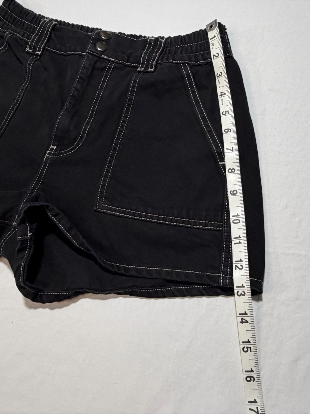 BDG Black High-Waisted Jean Shorts with Contrast Stitching - Picture 4 of 11